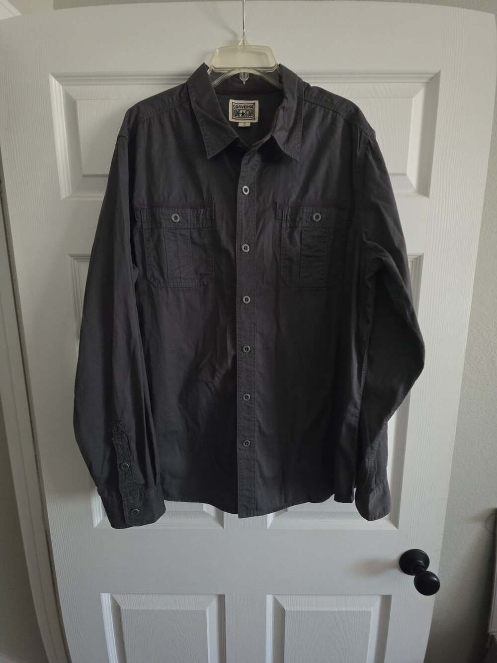 Converse One Star Charcoal Gray Utility Button Up Shirt - Size XL